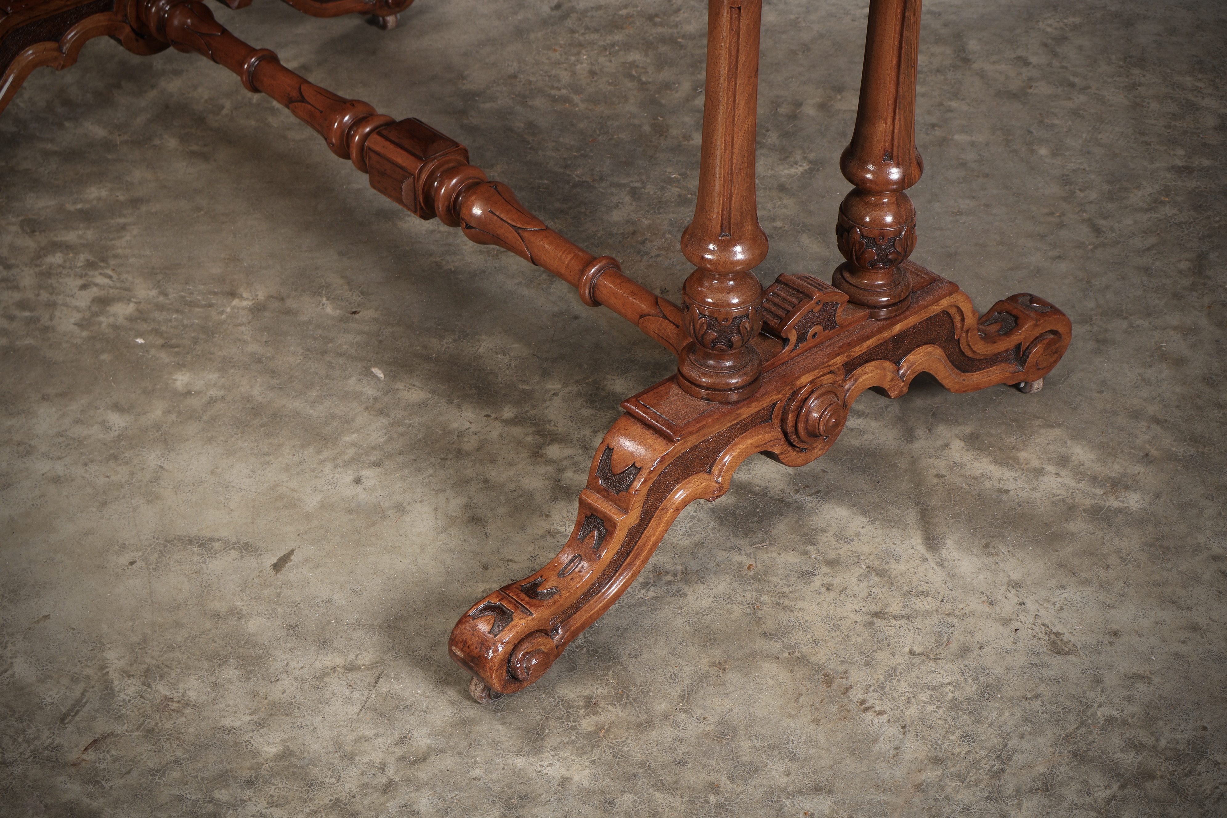 Shaped Carved Walnut Library Table - Image 11